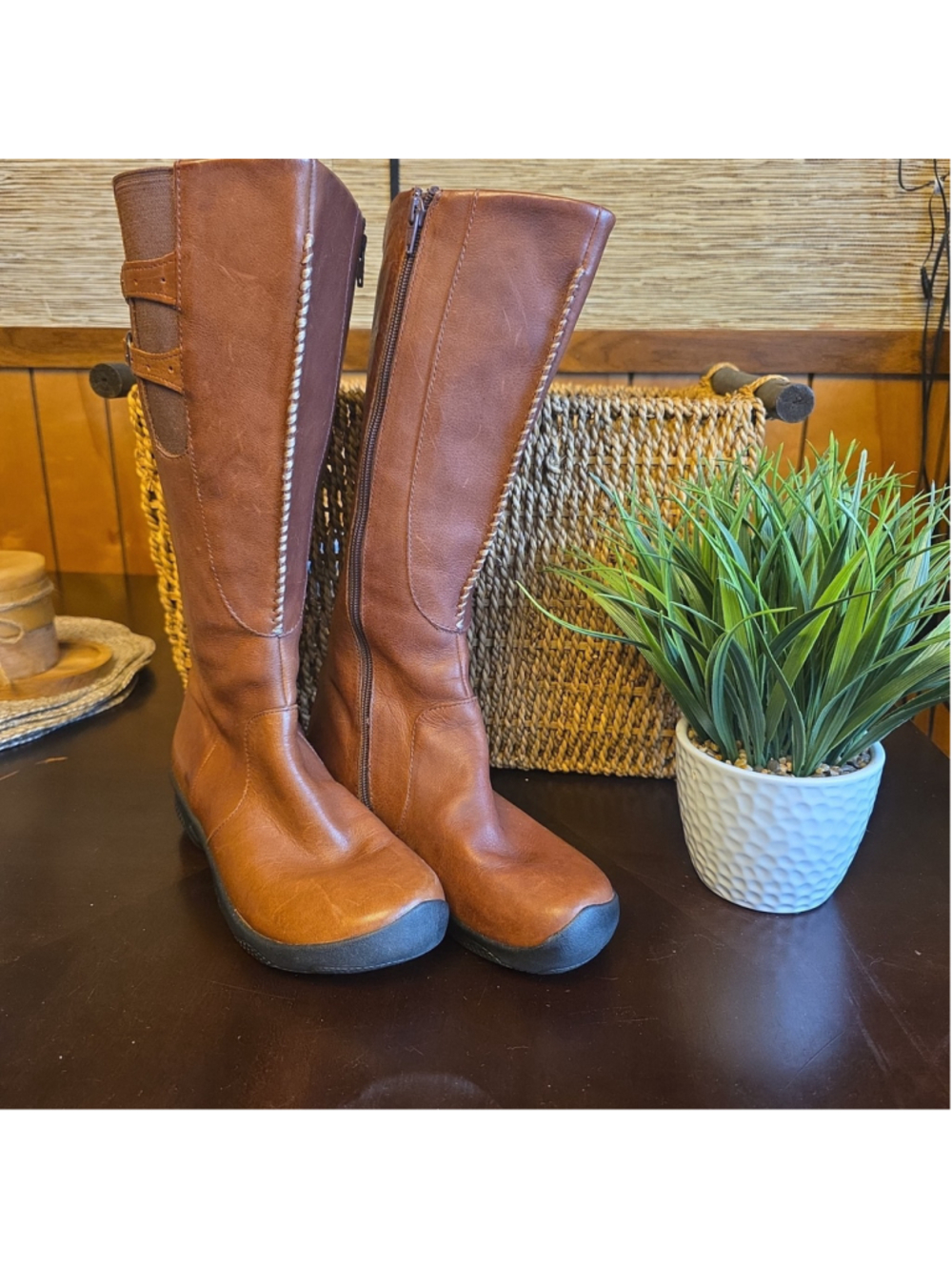 Keen Riding Boots Womens Bern Baby Bern Brown Leather Knee High Wedge Sz 7.5 View 2